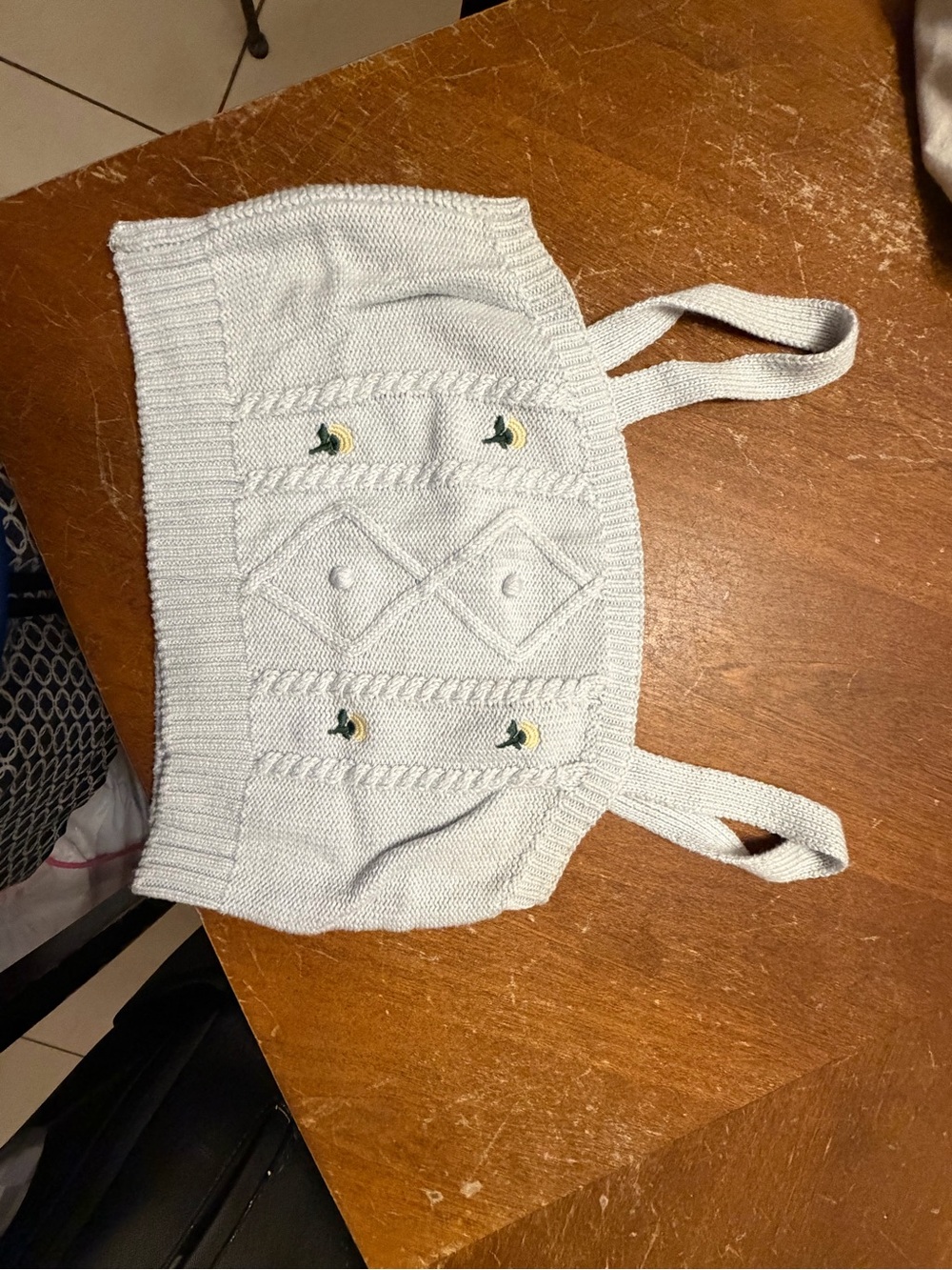 Women’s White Knit Crop Top with Embroidered Accents